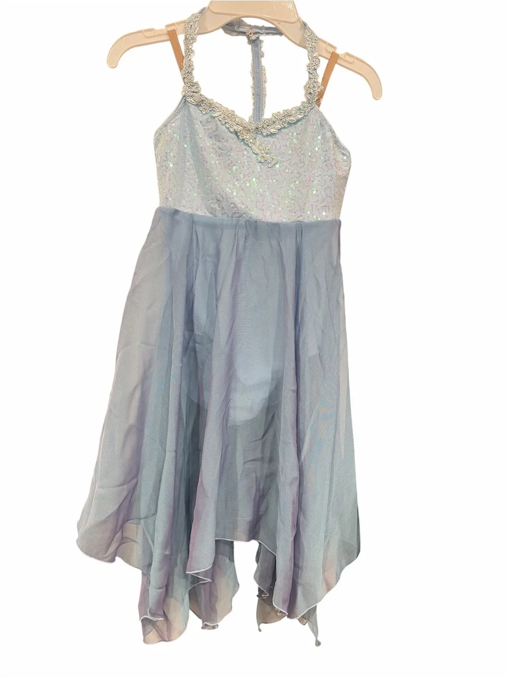 Revolution Iridescent Light Blue Halter Dance Dress